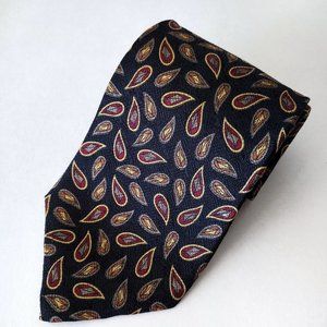 Vintage 1990s LDM Italia Black Paisley Print Silk Neck Tie 3.75 x 56